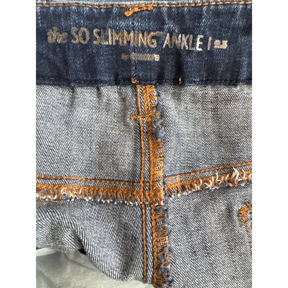 Chicos 2.5 So Slimming Ankle Jeans Blue Denim Rhinestone Accents womens size 14 - Picture 5 of 5